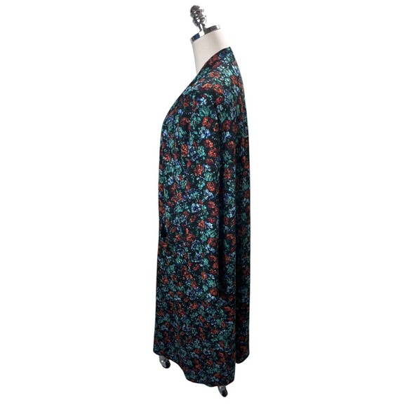 LuaRoe Duster Women's Size Large Black Multicolor Floral Long Sleeve - Picture 3 of 6